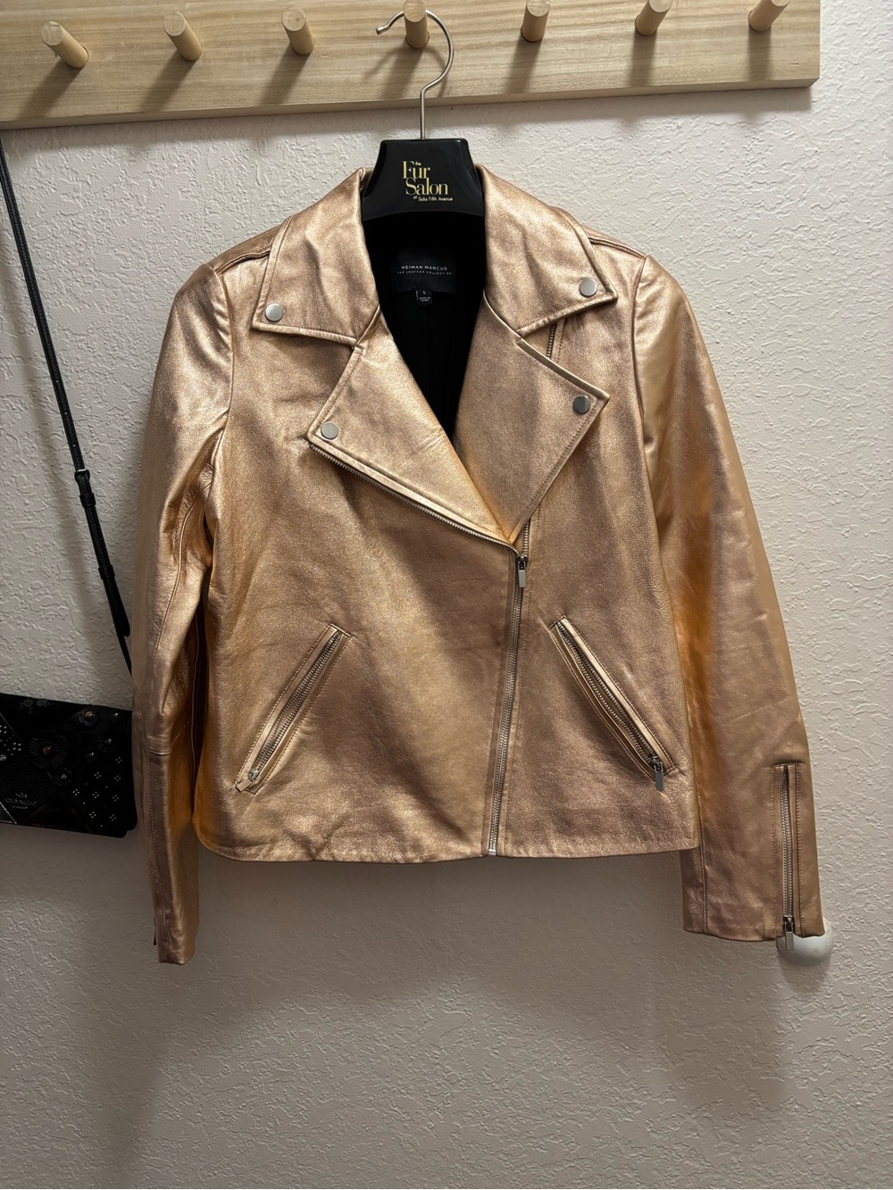 Metallic Rose Gold Moto Jacket - Neiman Marcus